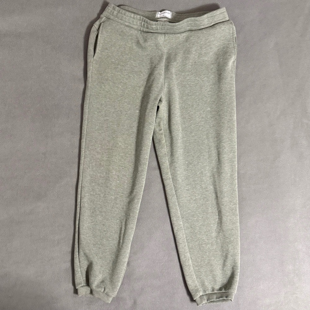 Mondetta Jogger Sweatpants Womens XL Green Gray Excellent Fleece Lined Pockets